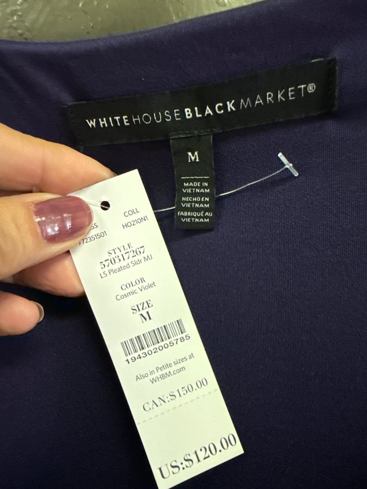 NWT WHBM Pleated Shoulder Dress (org$120)