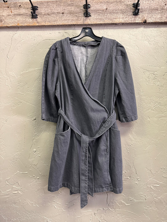 NWOT GRAY DENIM WRAP DRESS