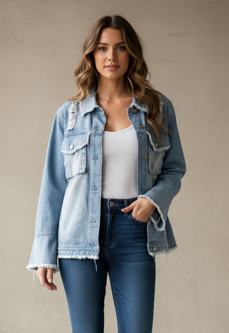 NWOT INDIGO THREAD DENIM JACKET