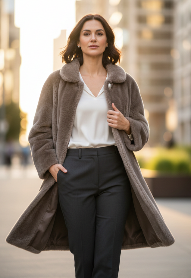 VTG H CHOATE FAUX FUR SWING COAT