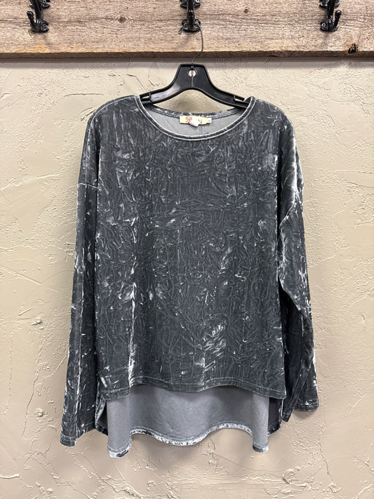 ARYEH VELVET HIGH-LOW SHIRT