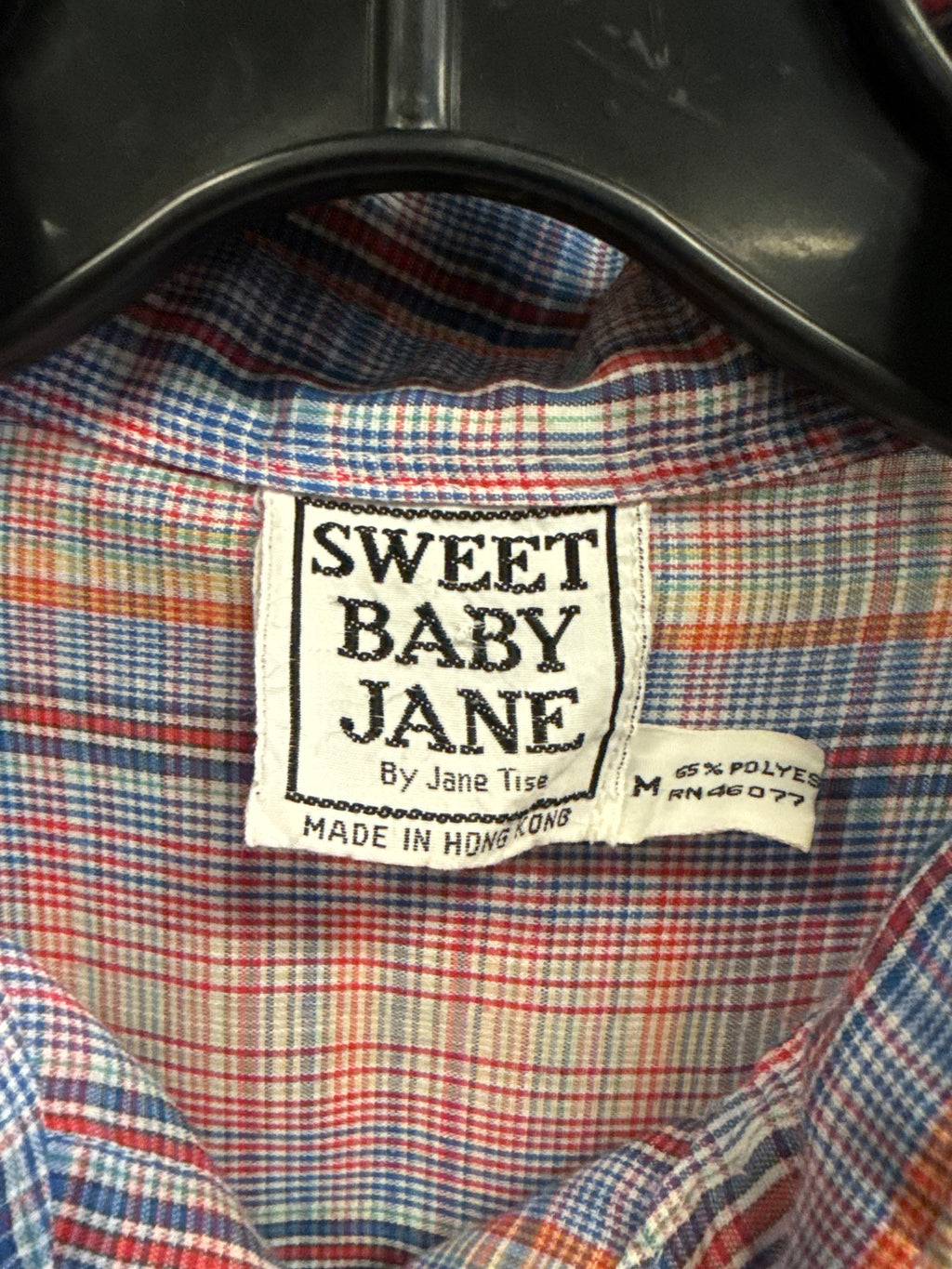 VTG JANE TISE PLAID BLOUSE