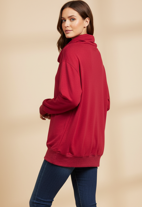 MISSLOOK COWL NECK PULLOVER