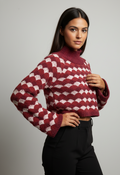 SCALLOP DESIGN CROP SWEATER