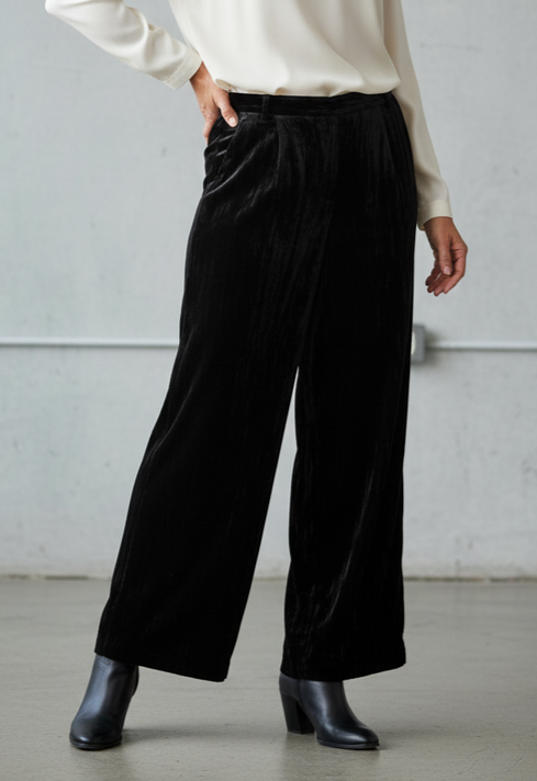 THE DROP WIDE LEG VELVET TROUSERS