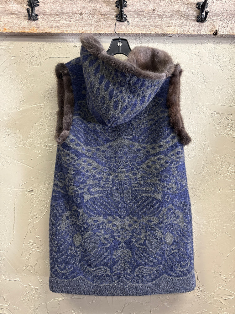 CARTE KNIT FUR HOODED VEST