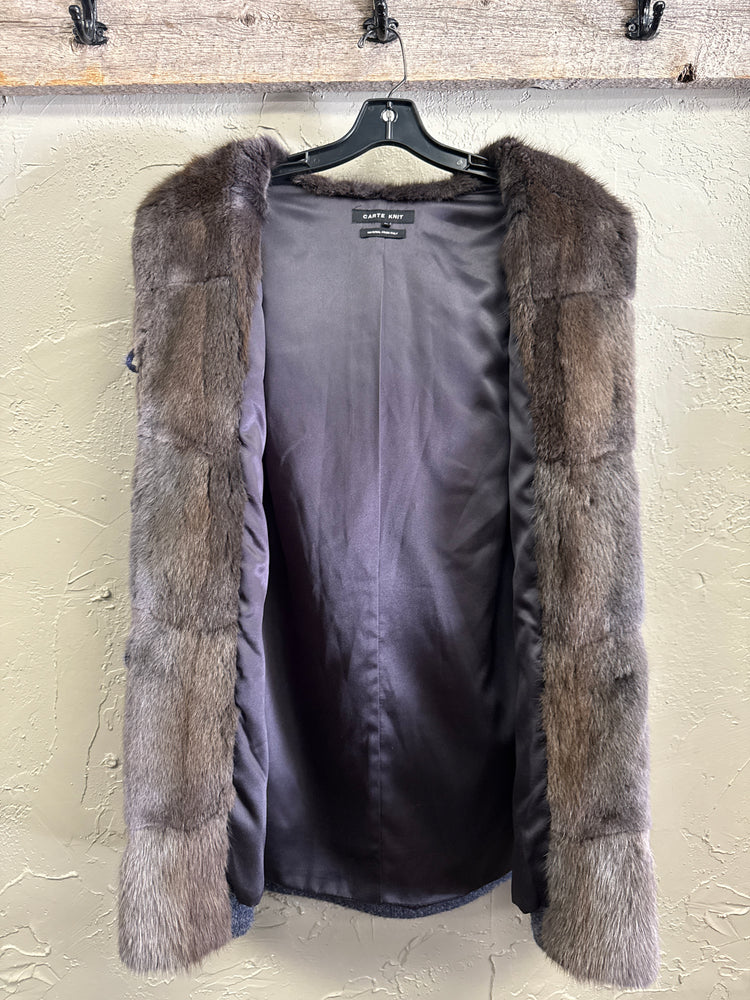 CARTE KNIT FUR HOODED VEST