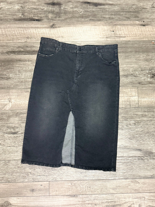 BLACK DENIM MIDI SKIRT