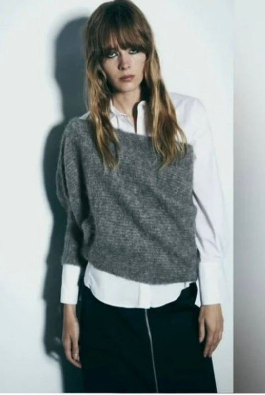 ZARA ASYMMETRICAL KNIT BOLERO