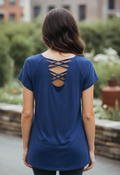 NWOT INDIGO THREAD CROSS BACK TEE