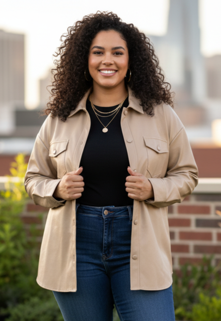 NWT GILLI VEGAN LEATHER SHACKET