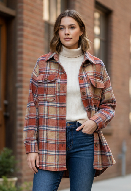 ORANGE PLAID SHACKET