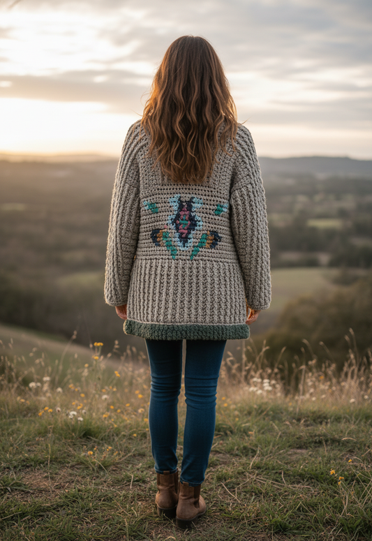 VTG 70's ANSWERS CHUNKY CARDIGAN