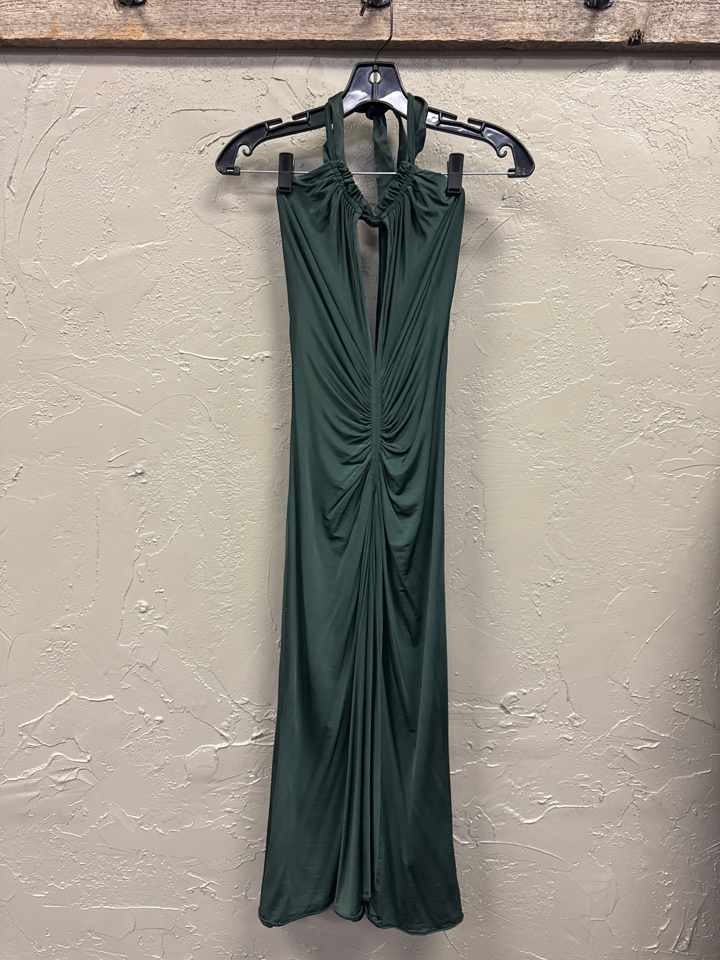 JUST CAVALLI RUCHED HALTER MIDI DRESS (org$344)