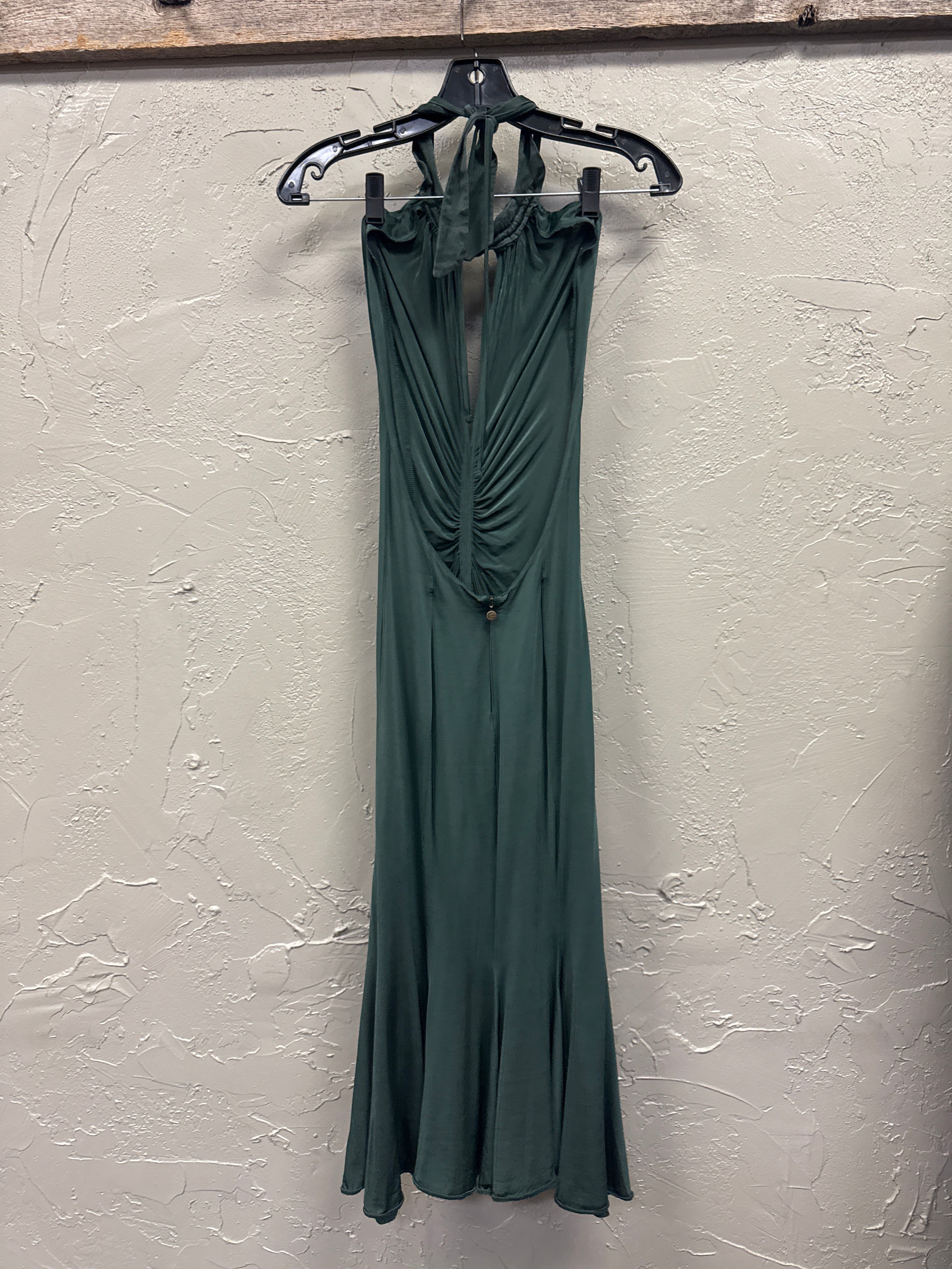JUST CAVALLI RUCHED HALTER MIDI DRESS (org$344)