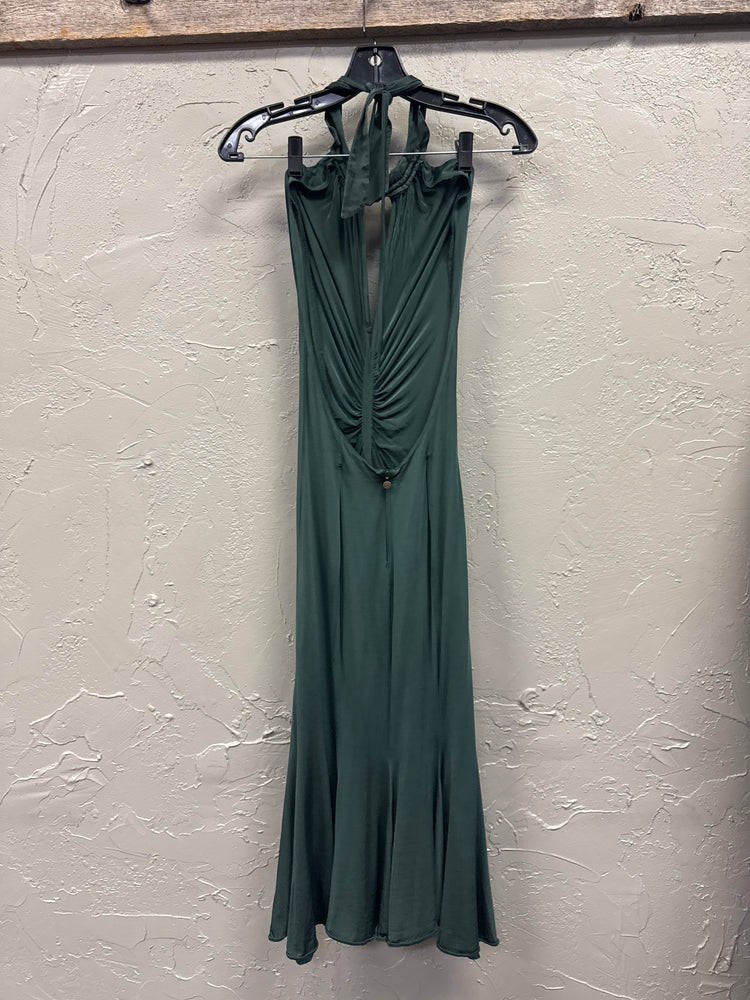 JUST CAVALLI RUCHED HALTER MIDI DRESS (org$344)