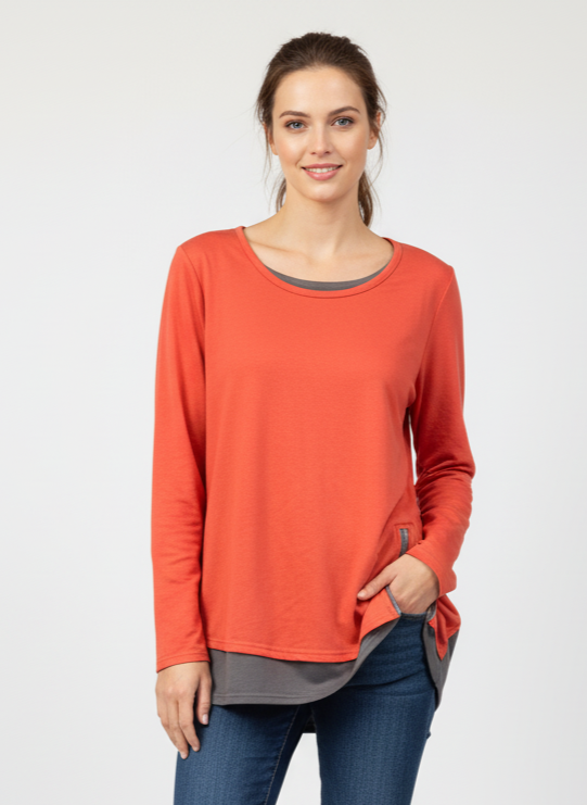 FAUX LAYERED CREWNECK