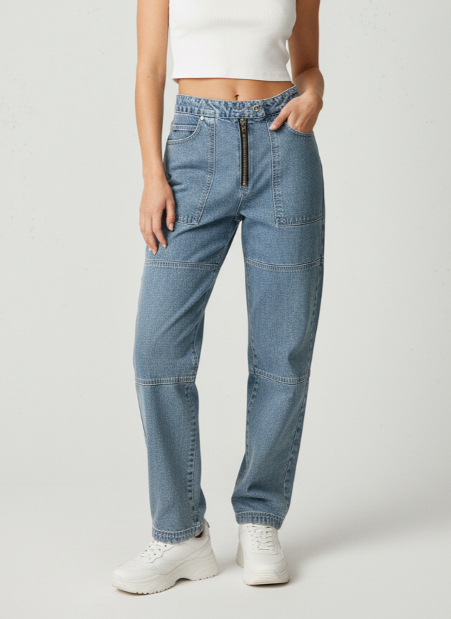 RAGGED PANELED JEAN