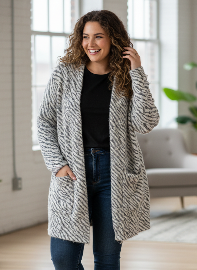 *ZEBRA STRIPED CARDIGAN
