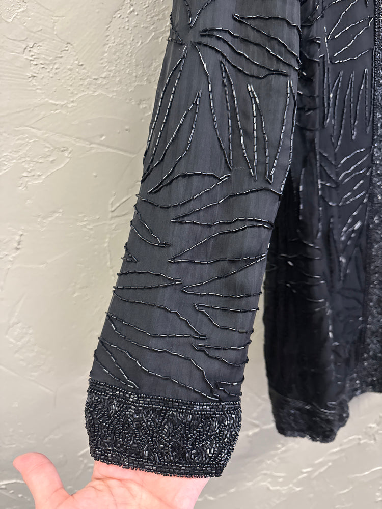 VTG BRILLIANTE BEADED SILK EVENING COAT