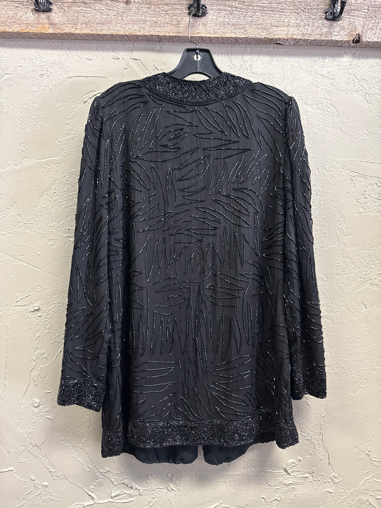 VTG BRILLIANTE BEADED SILK EVENING COAT