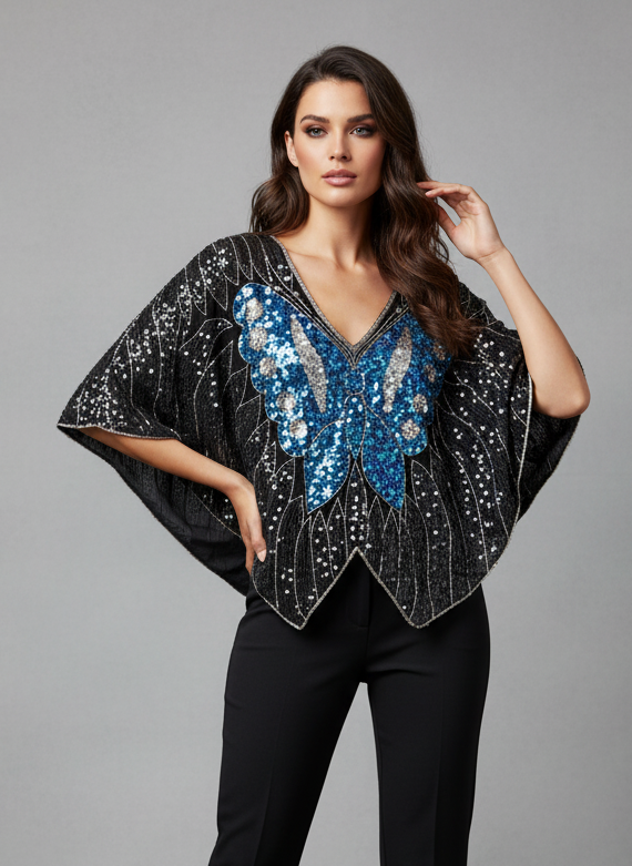 VTG 70's/80's SEQUIN BUTTERFLY TOPS