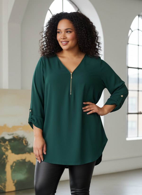 ZENANA 1/2 ZIP TOP