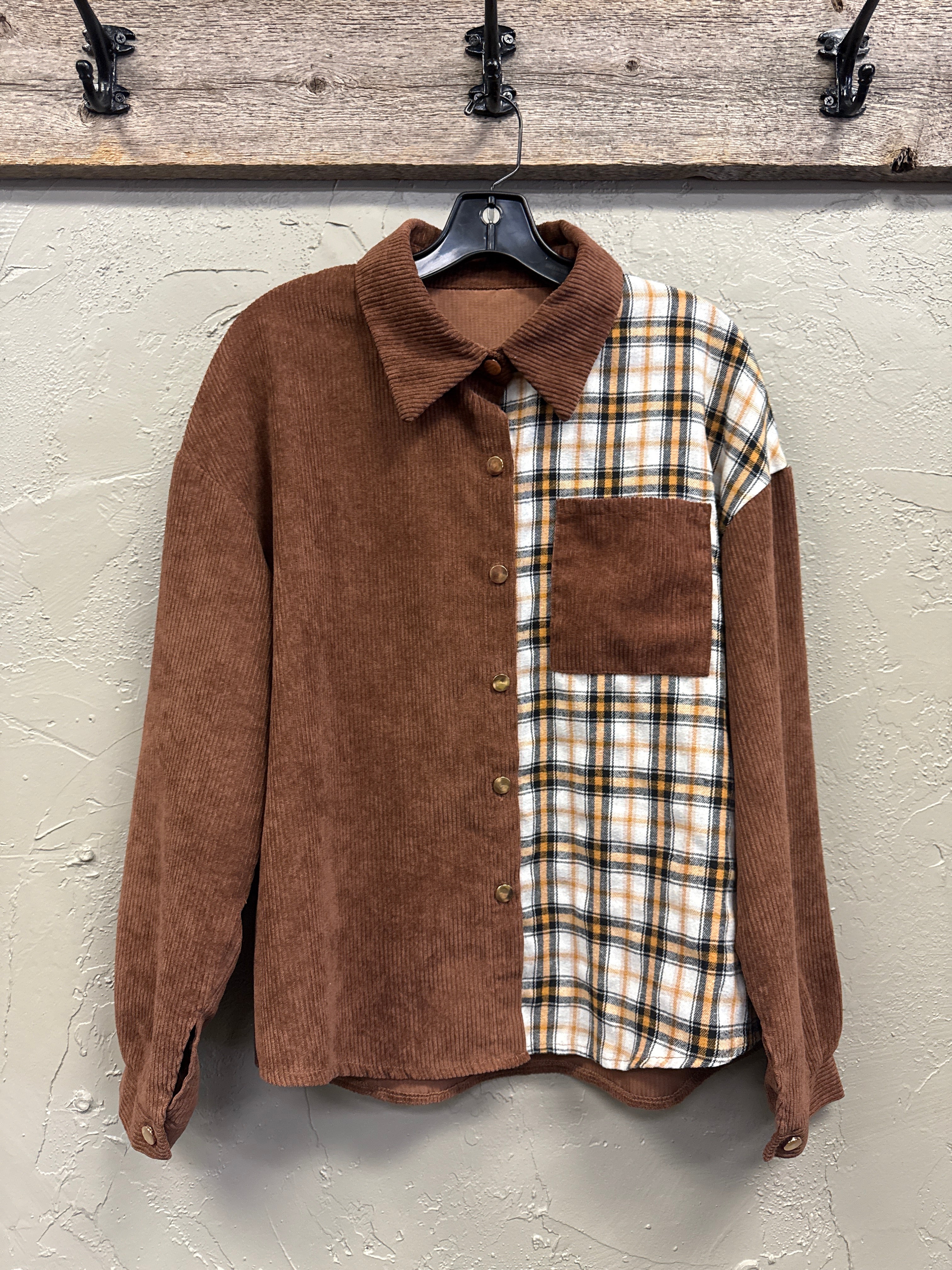 COLOR-BLOCK CORDUROY SHACKET