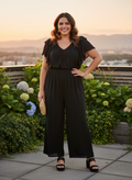 NWT Andree Black Chiffon Jumpsuit