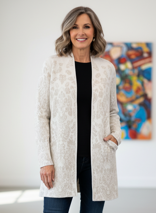 CHICOS METALLIC CARDIGAN