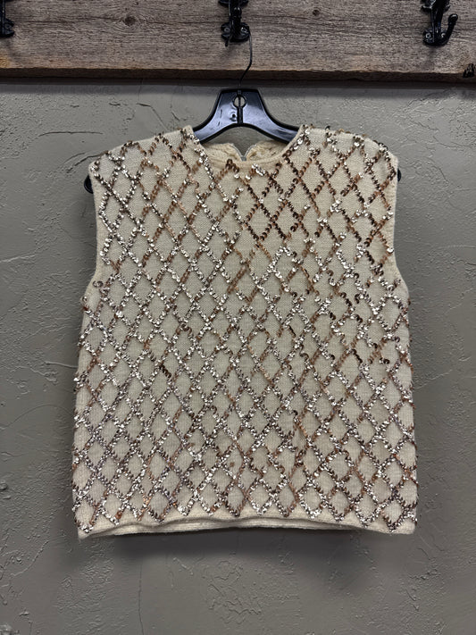 VTG SEQUIN SLEEVELESS SWEATER *as is*