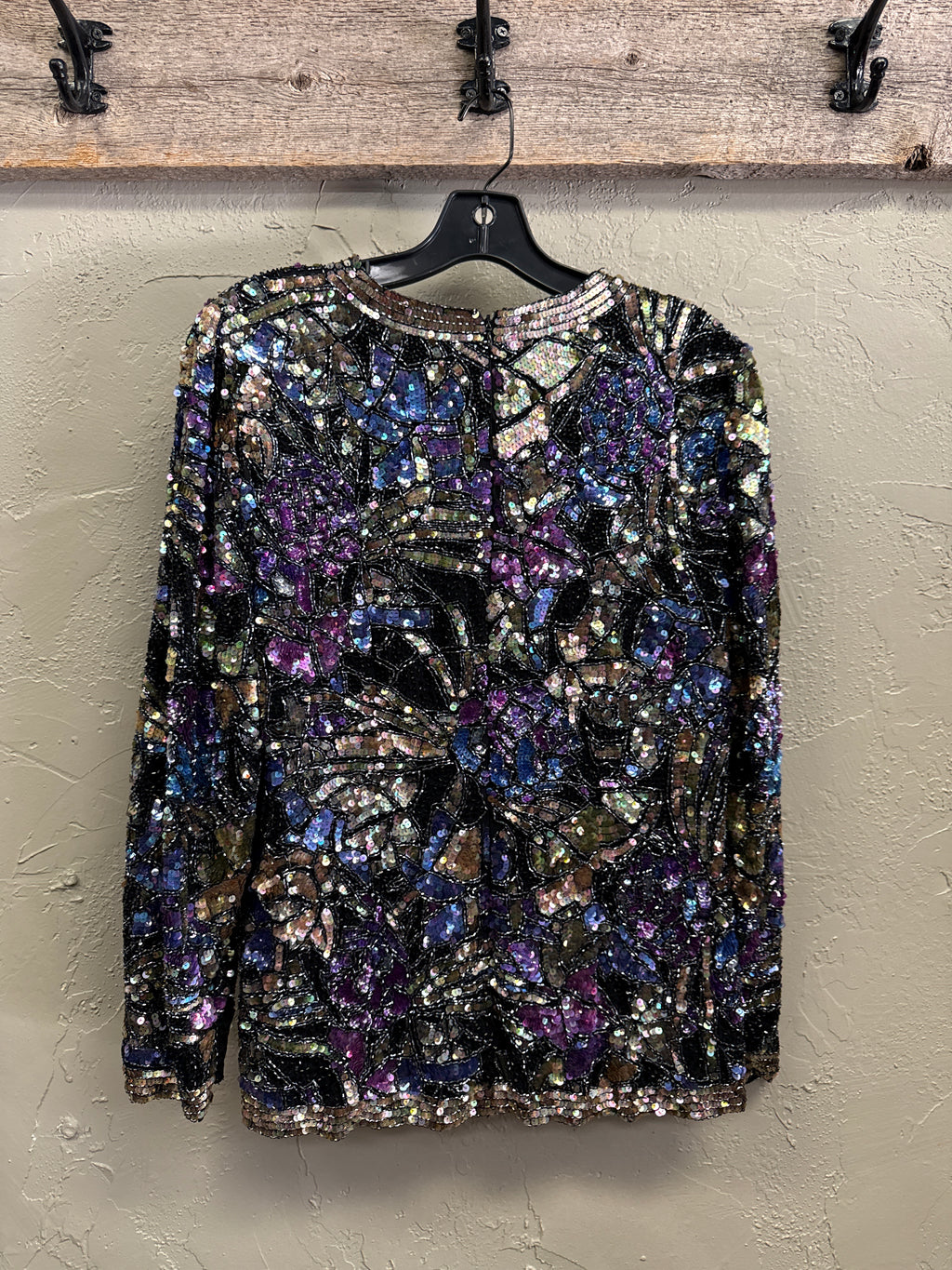 VTG OLEG CASSINI BEADED SILK TOP