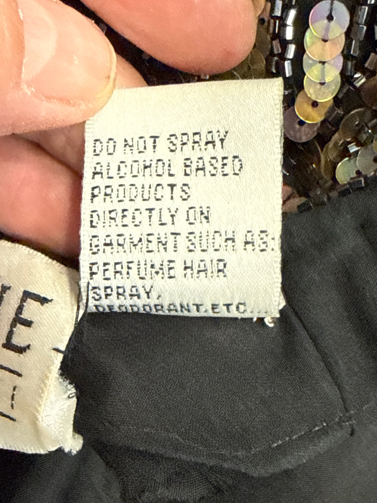 VTG OLEG CASSINI BEADED SILK TOP