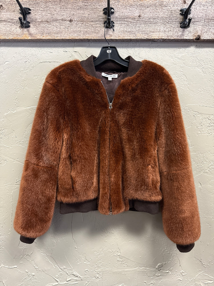 ELIZABETH + JAMES FAUX FUR BOMBER (org$575)