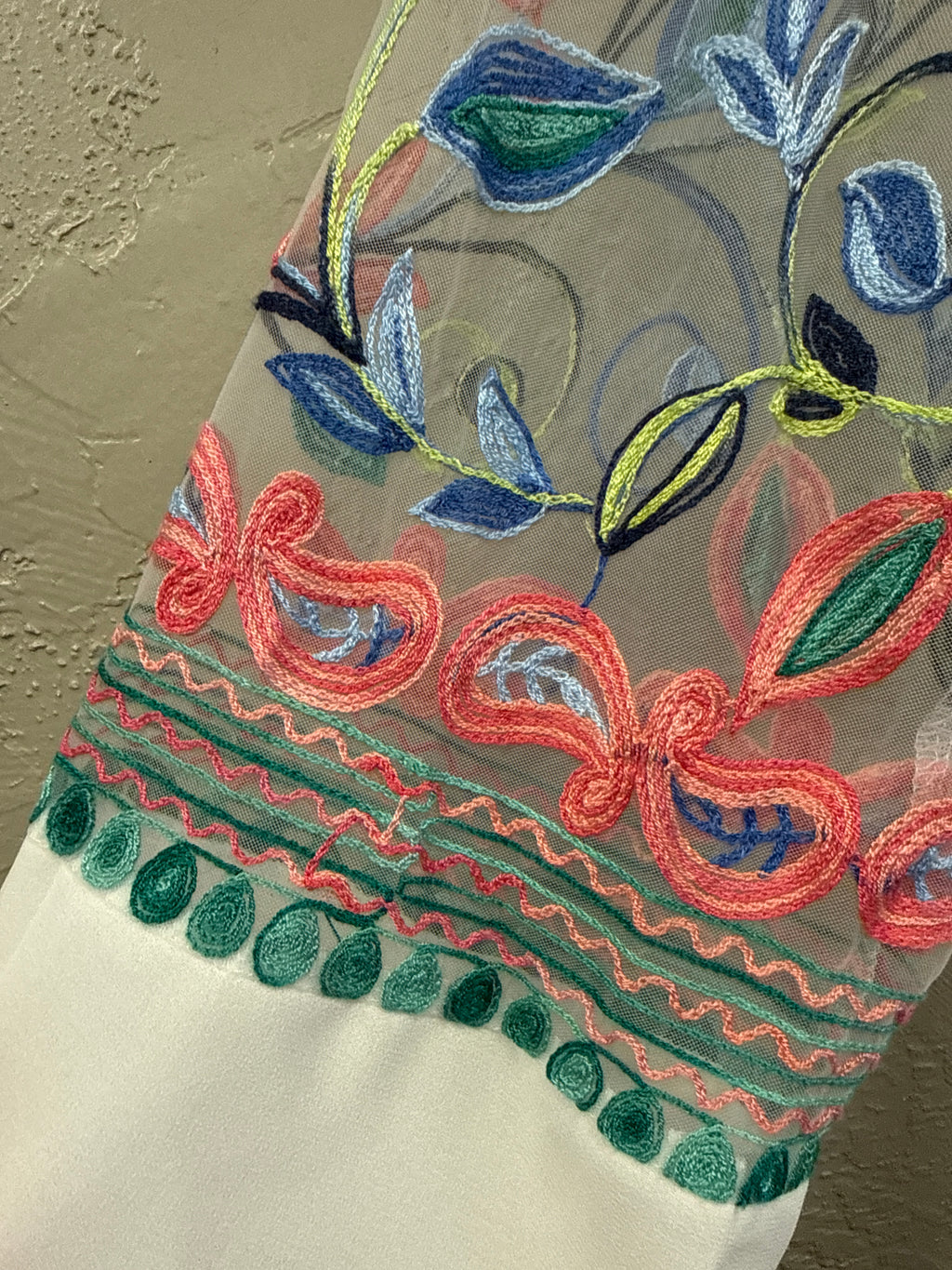 Embroidered Floral Mesh Cover