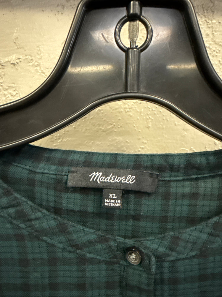 MADEWELL PLAID PEASANT TOP (org$80)