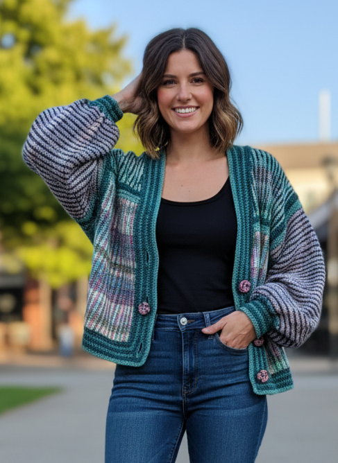 VTG HONEY & HONEY BALLOON SLEEVE CARDIGAN