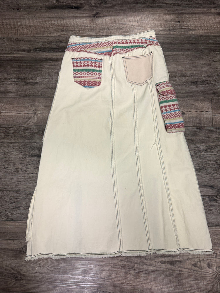 POL DENIM MIDI SKIRT