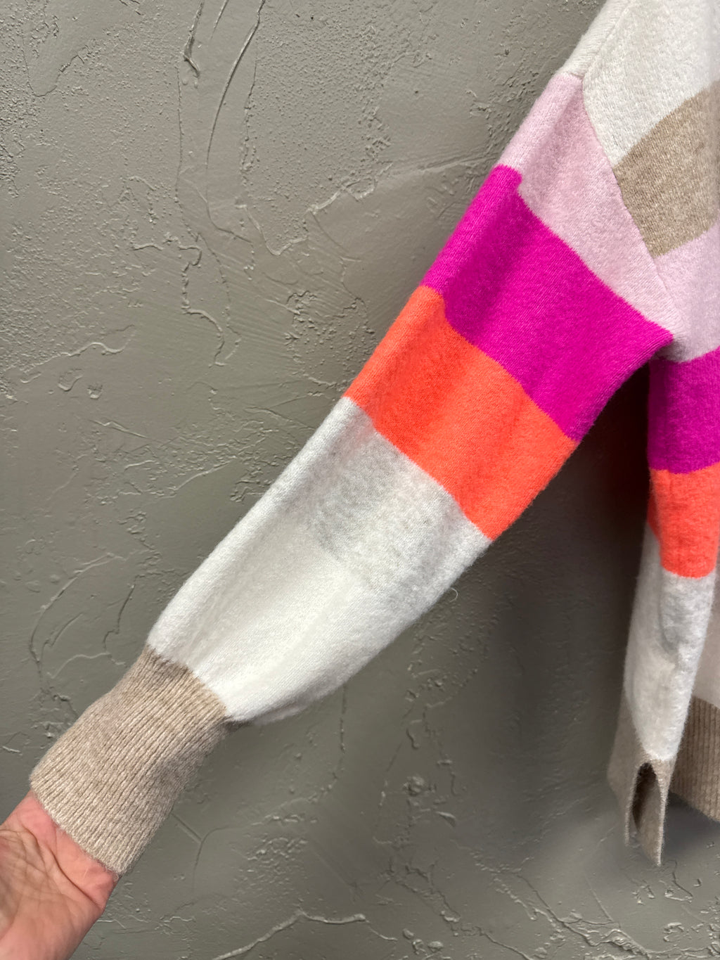 LOFT STRIPED V-NECK SWEATER