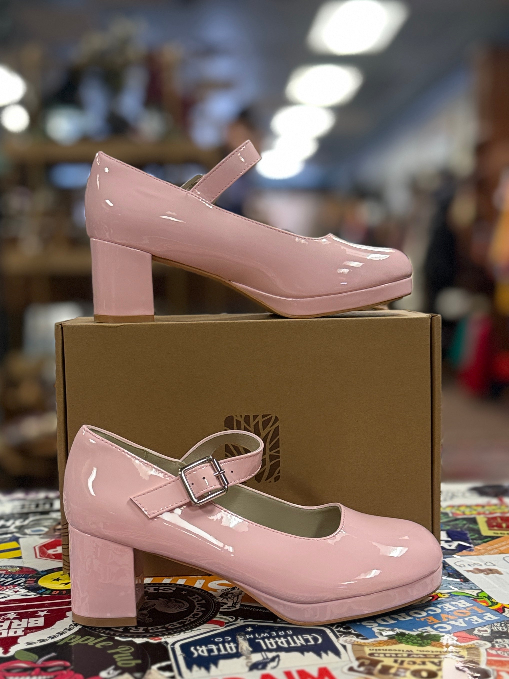 NIB PINK PATENT MARY JANES