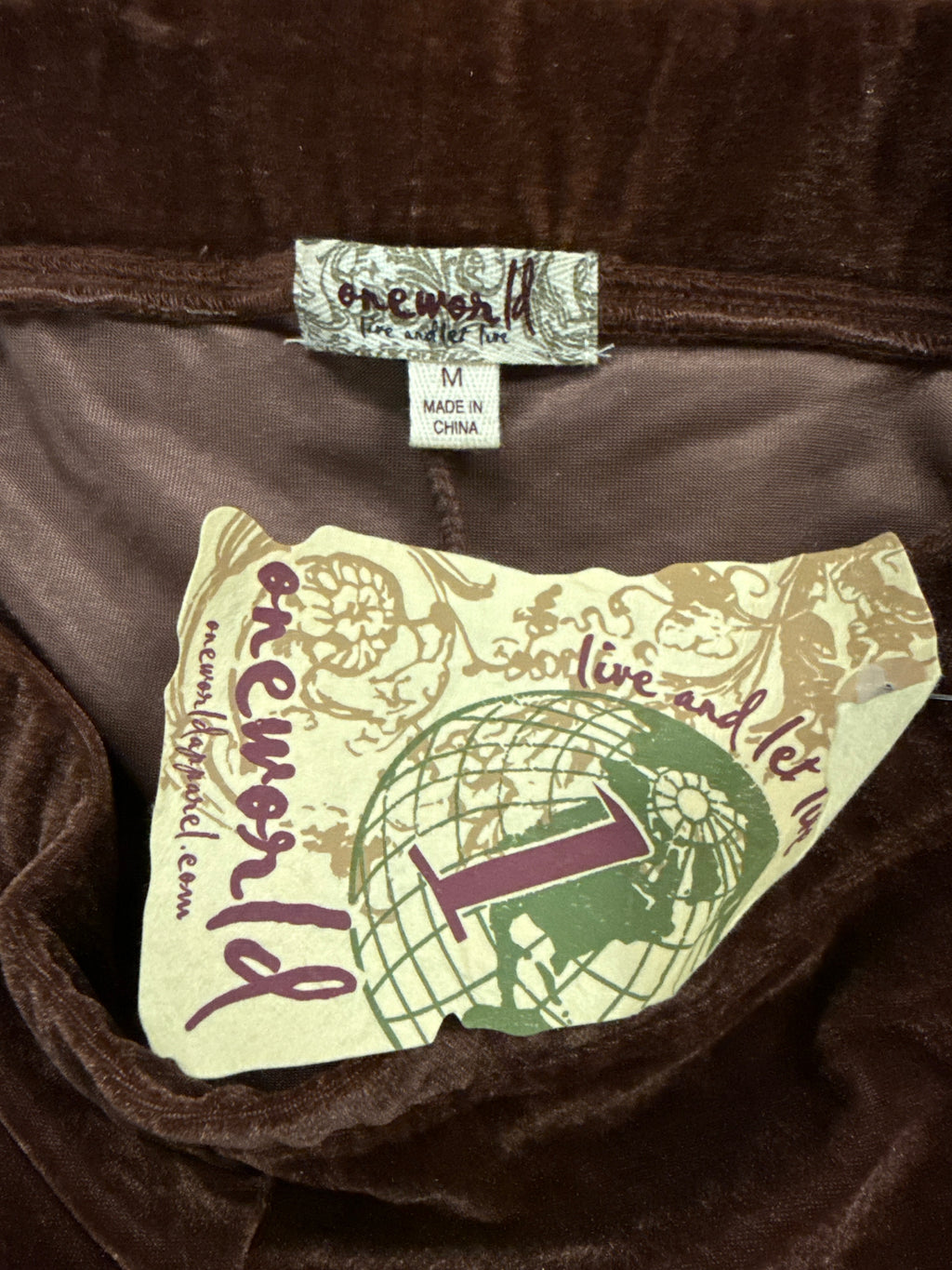 NWT ONE WORLD VELVET LEGGINGS