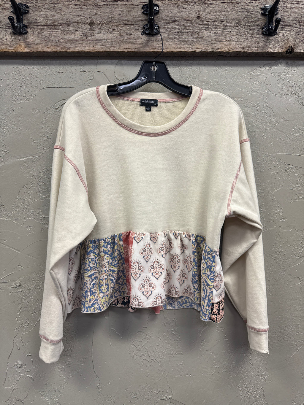 ORIGINALITY RUFFLED HEM PULLOVER