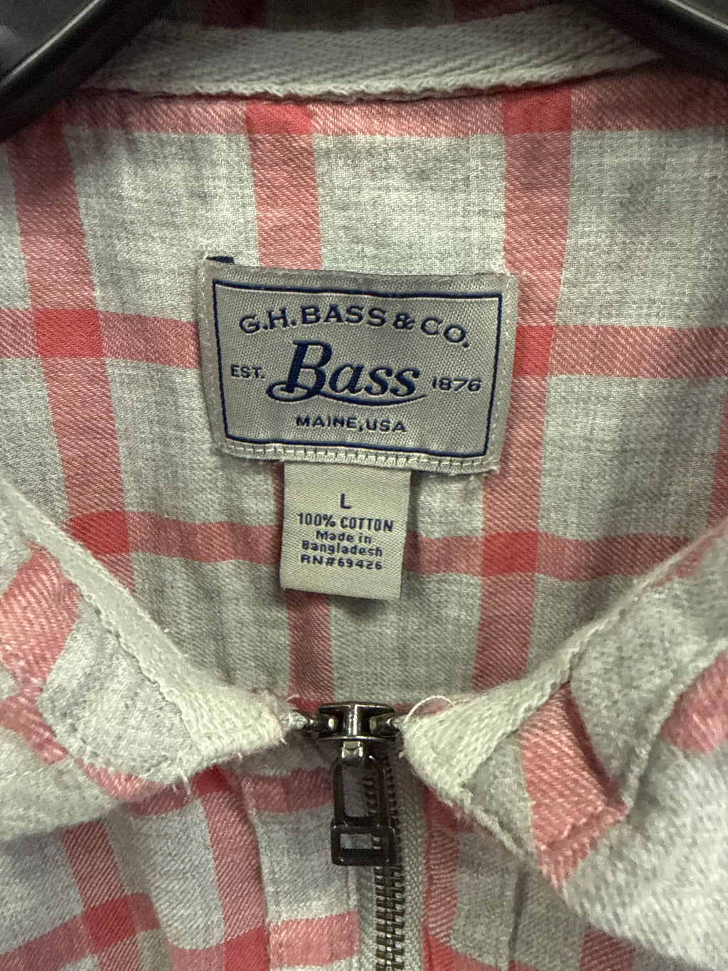 BASS HALF ZIP PLAID SHIRT