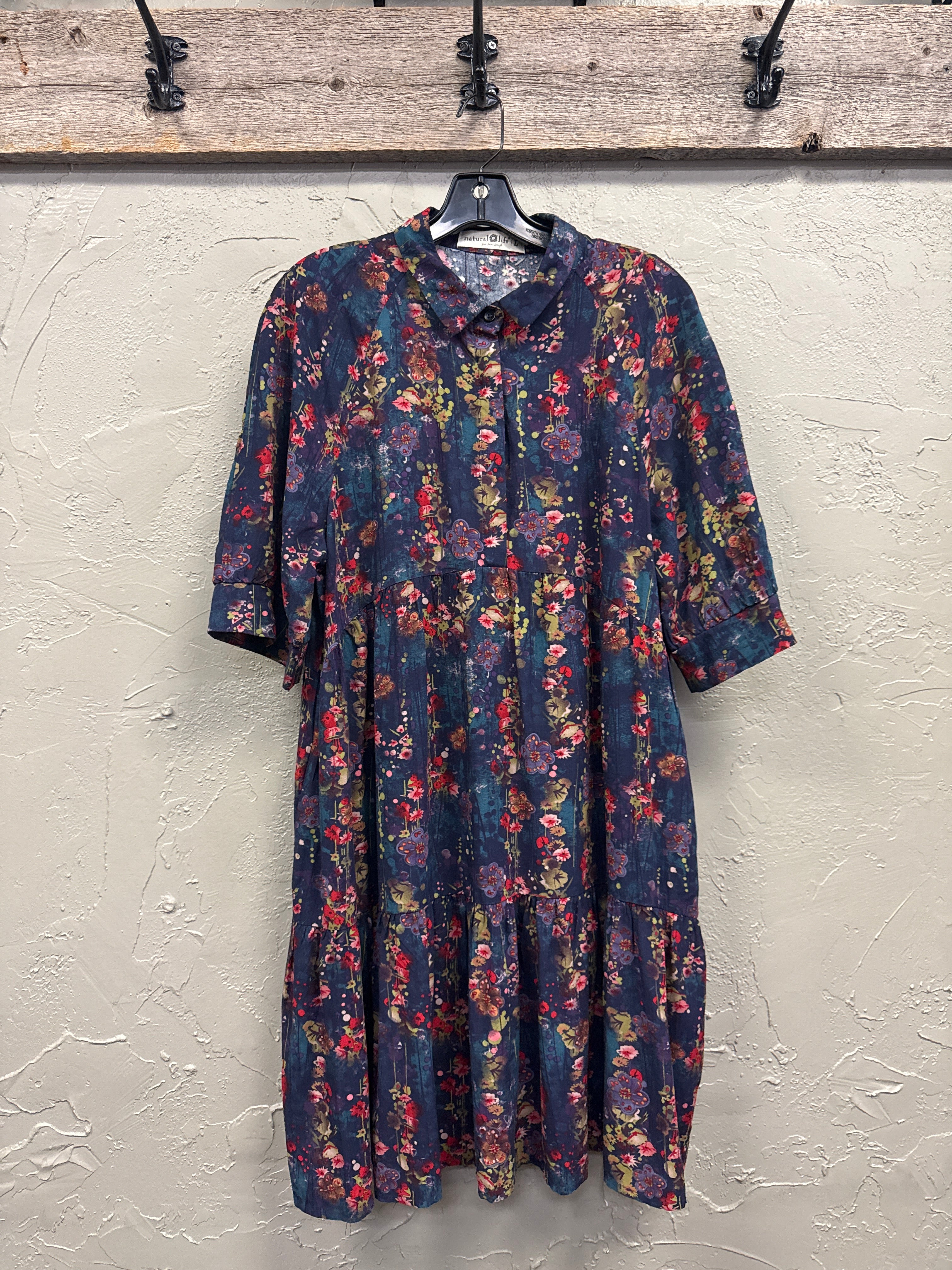 NATURAL LIFE TIERED MINI DRESS