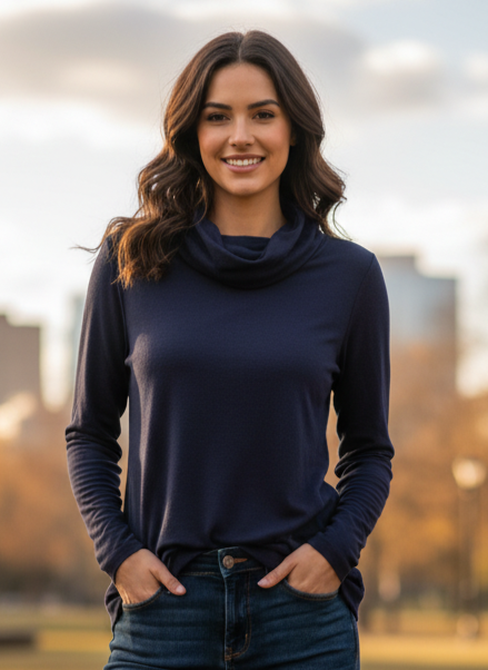 EDDIE BAUER COWL NECK TOP