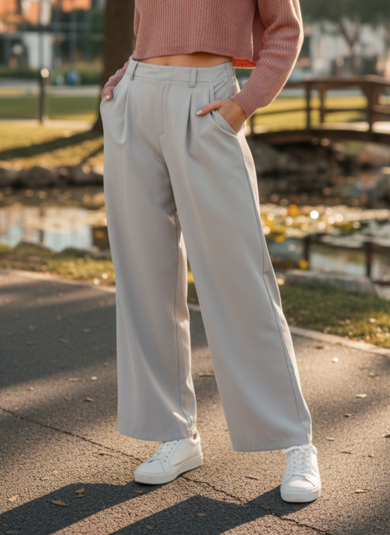 PLEATED WIDE LEG PANT
