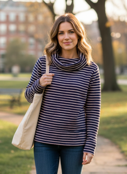 SAIL TO SABLE COWL NECK PULLOVER