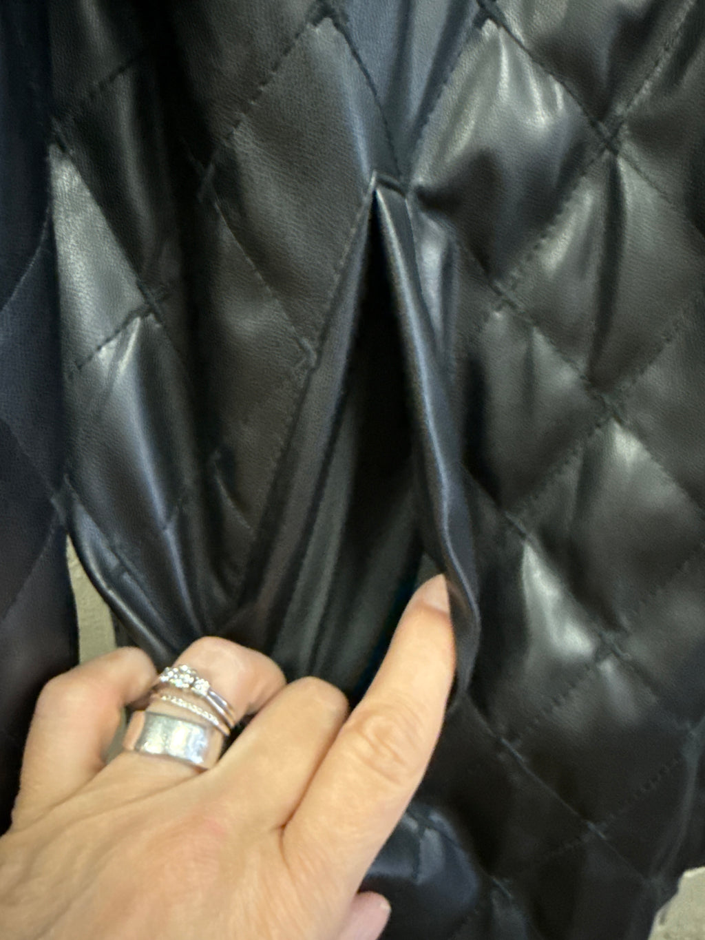 TRIBAL QUILTED VEGAN LEATHER SHACKET (org$150)