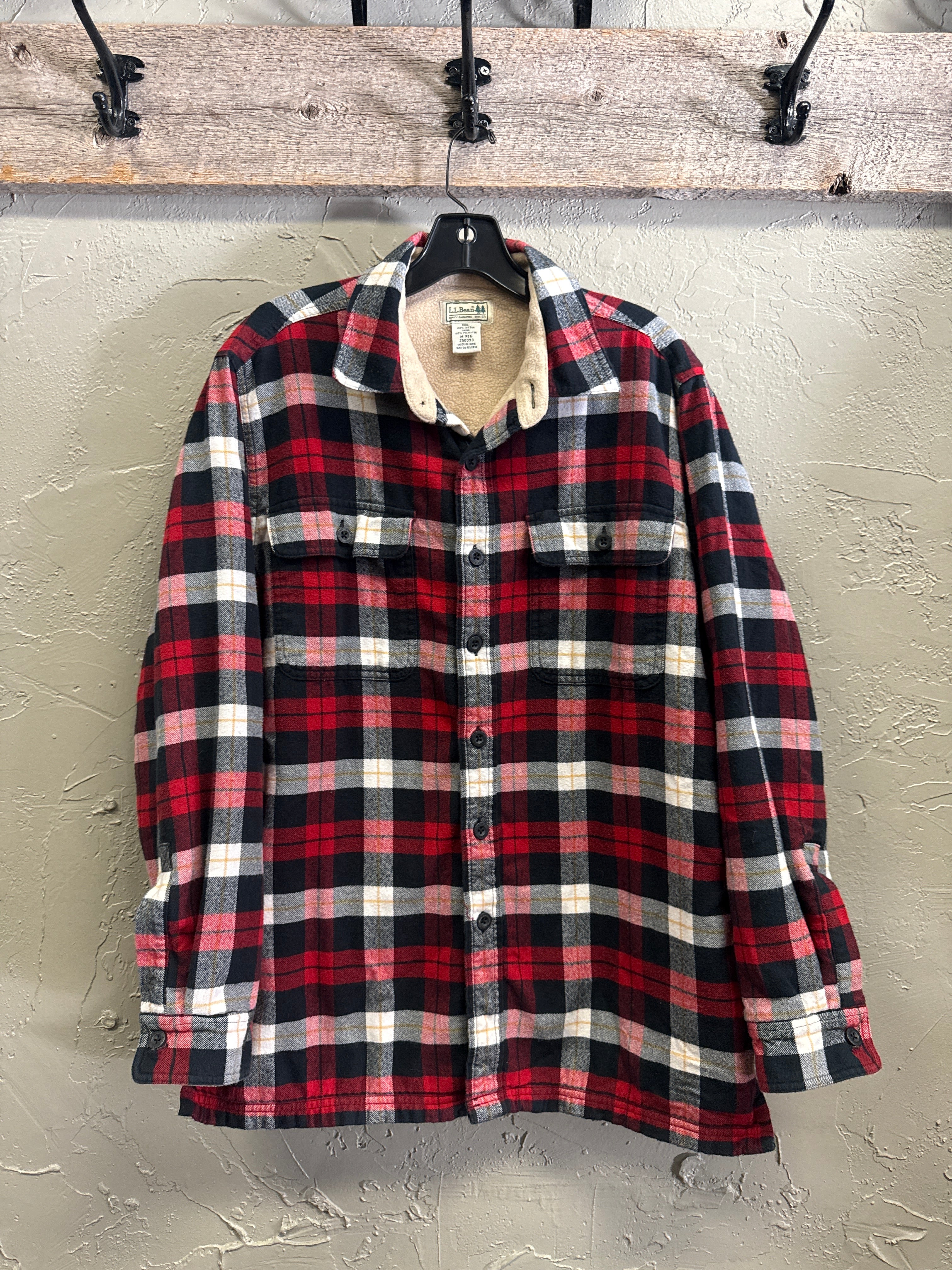 LL BEAN FLEECE LINED FLANNEL
