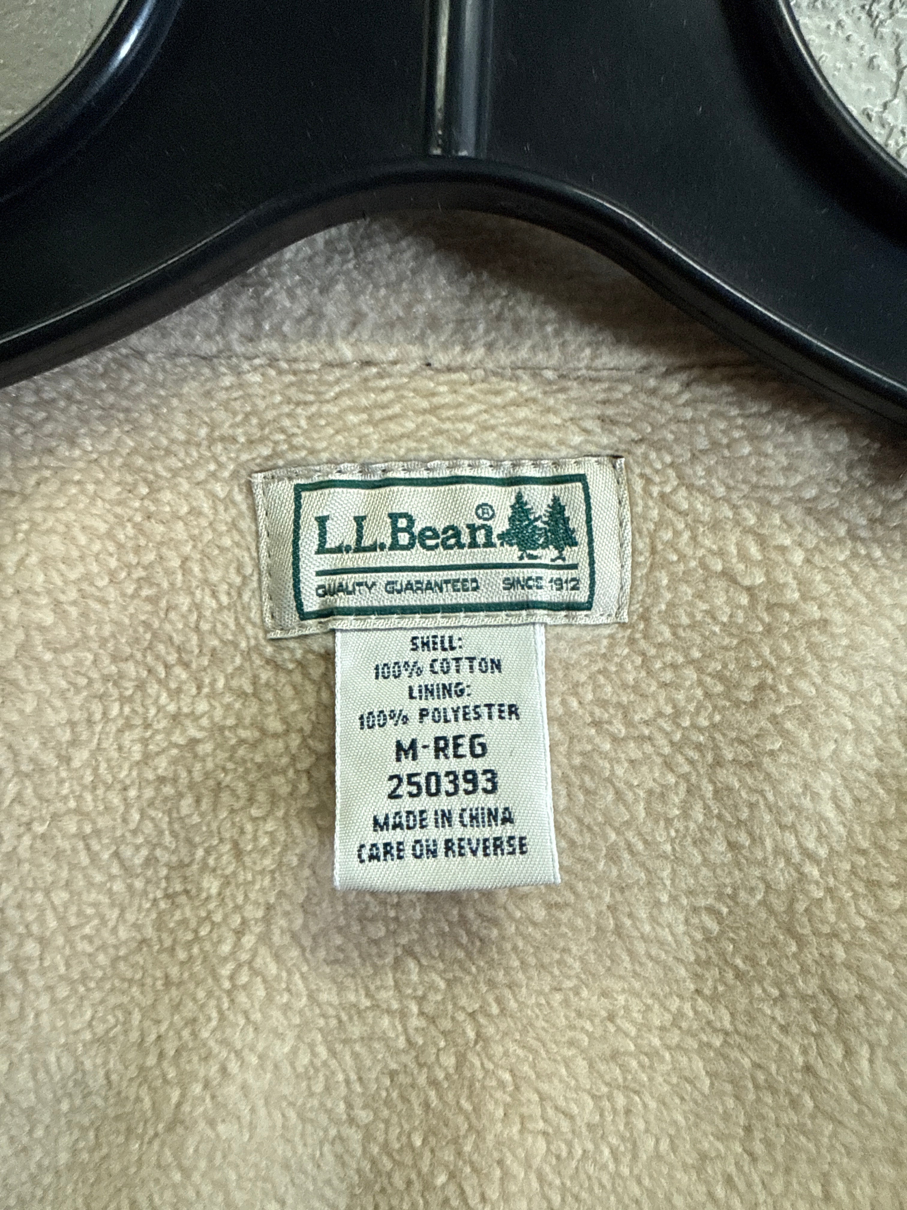 LL BEAN FLEECE LINED FLANNEL